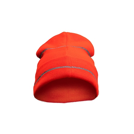 2W International High Viz Knitted Cap with Reflective Stripes, Orange KCO-11R